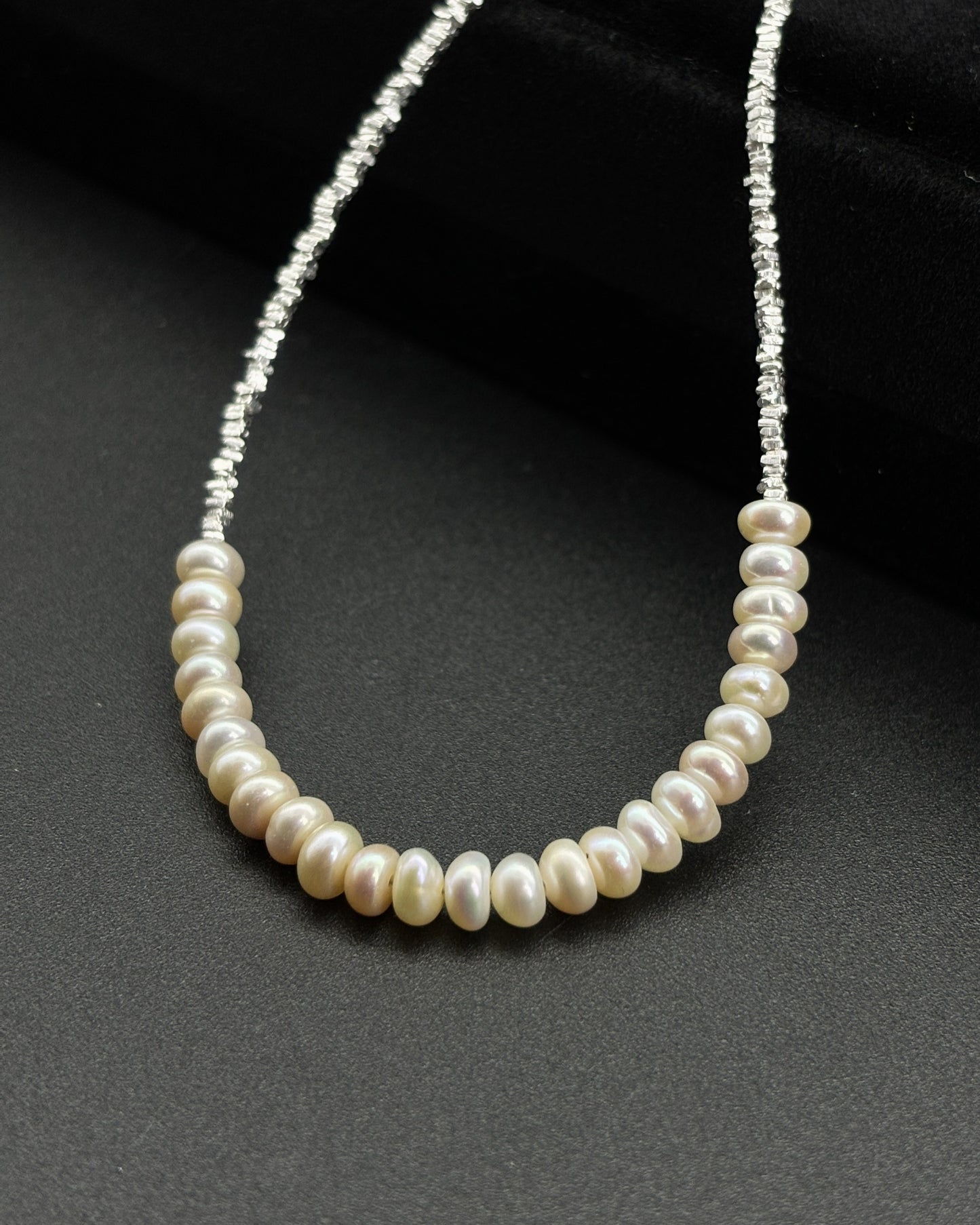 Broken Silver Pearl Necklace Smile Collarbone Chain