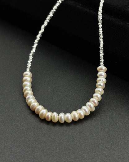 Broken Silver Pearl Necklace Smile Collarbone Chain
