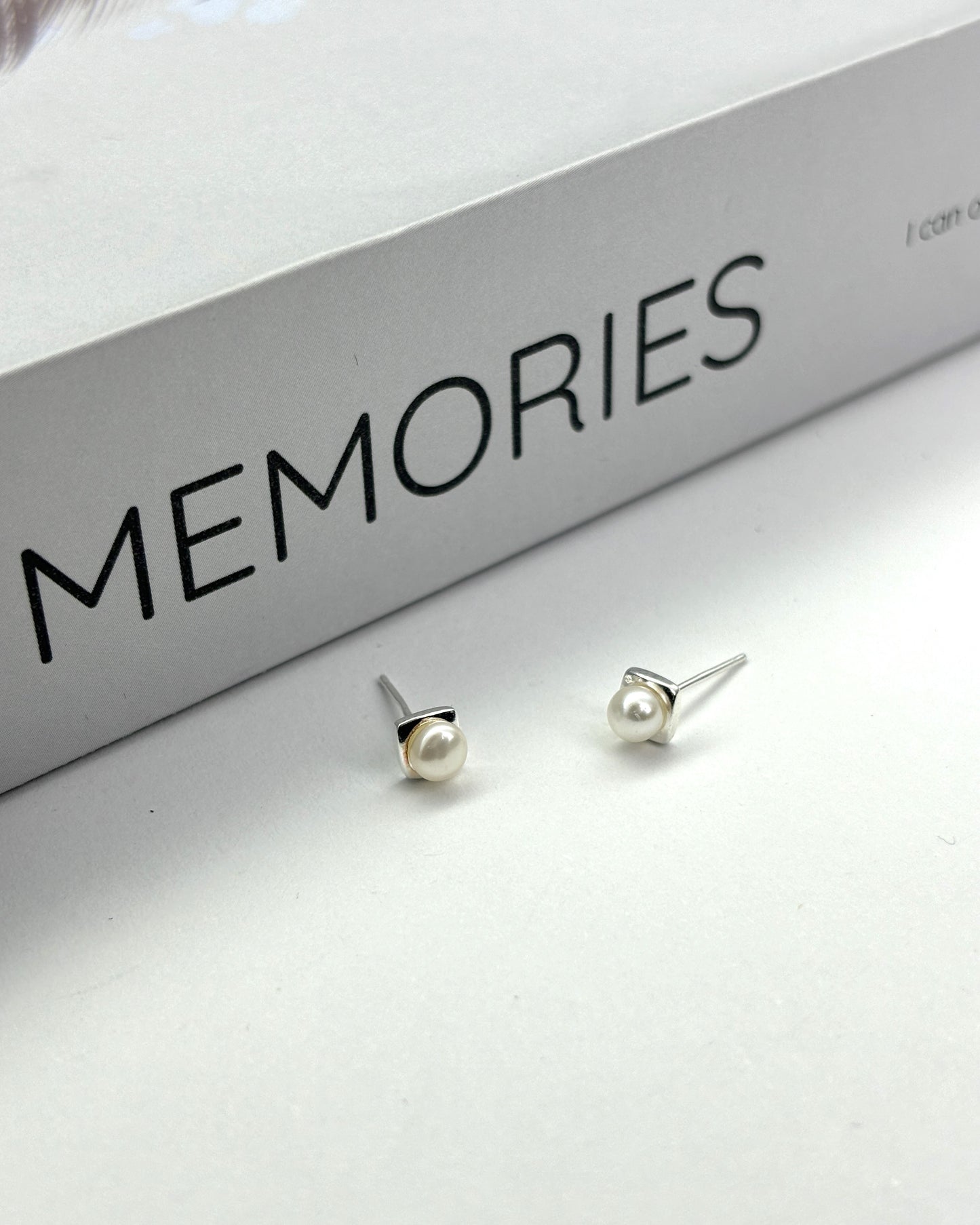 French square freshwater pearl stud earrings