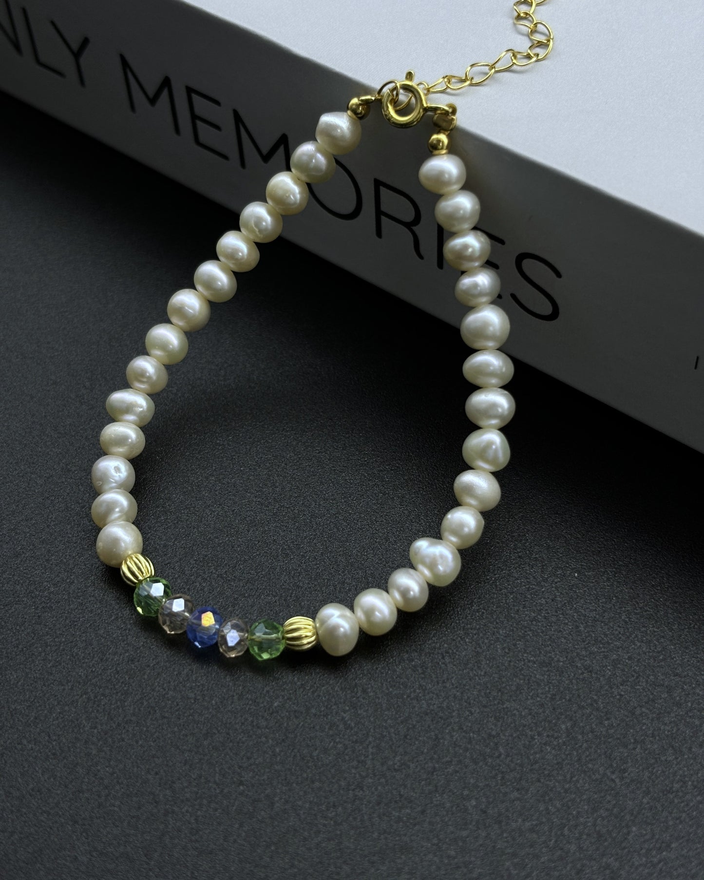 Colored Crystal Pearl Bracelet