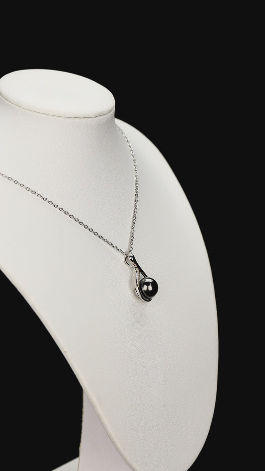 LOPHELIA Swan Necklace,Tahitian Black Pearl Necklace for Women,10-11mm 5A Natural Pearl Pendant,Dainty Jewelry Gift for Mom,Wife and Her
