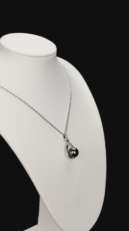LOPHELIA Tahitian Black Pearl Necklace, 10-11mm 5A Real Pearl Necklace for Women, Dainty Infinity Jewelry Gift for Mom or Her
